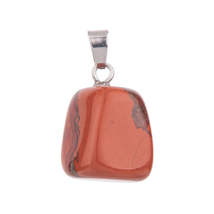 Crystal amorphous semi-precious stone cube pendant
