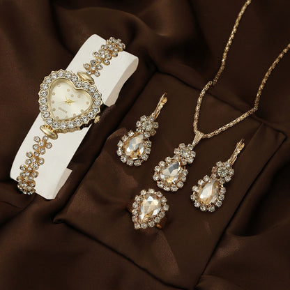 Bracelet Watch Necklace Earrings Ring Set