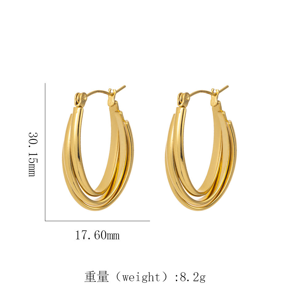 18K Gold Titanium Steel Twisted Spiral Earrings