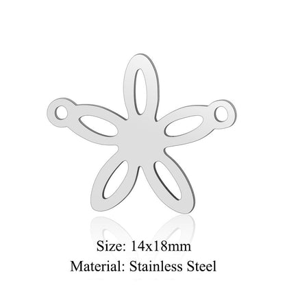 Colgante de acero de titanio con forma de flor y hoja, 5 unidades por bolsa 