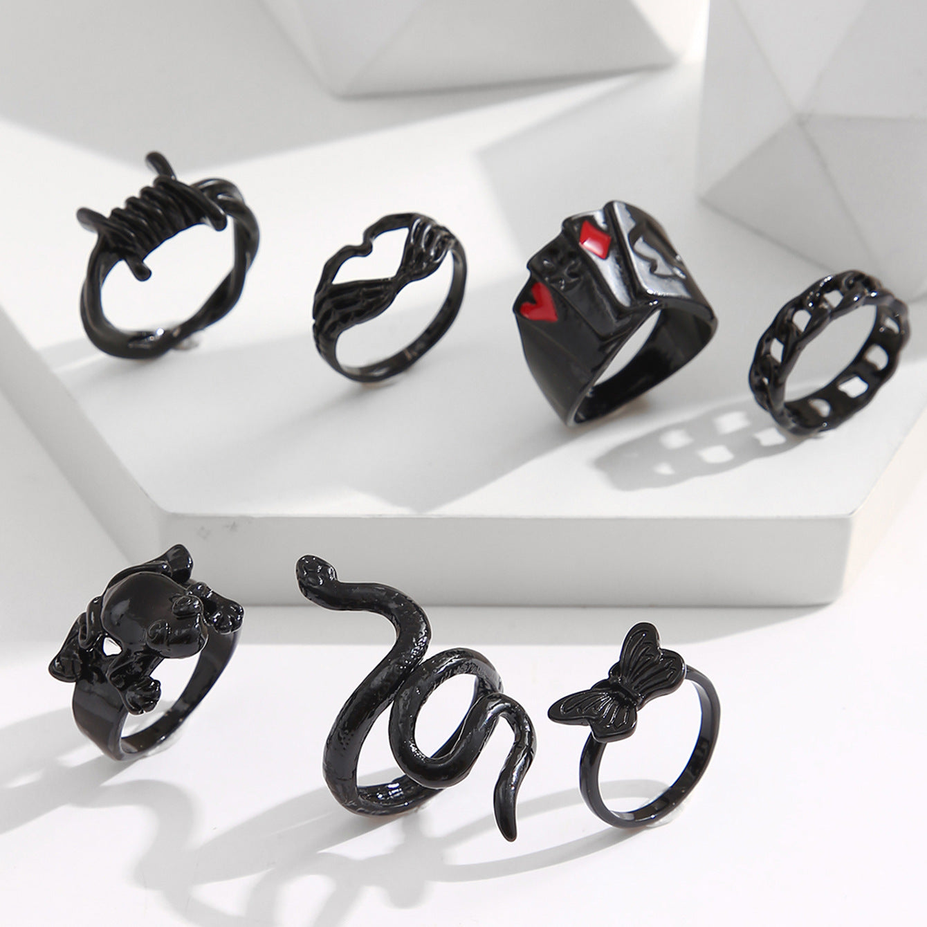 10-Piece Black Stacking Ring Set