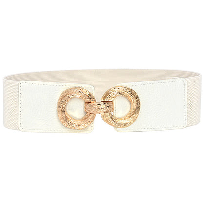 Circle pair buckle new wide belt