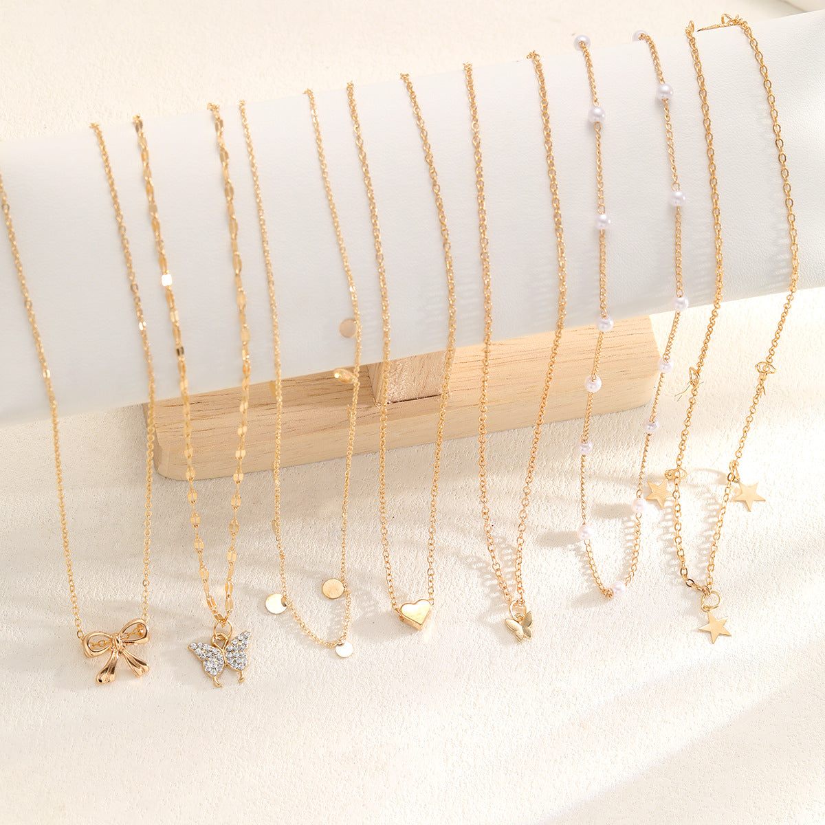 Bow Love Pearl Necklace 7-piece set