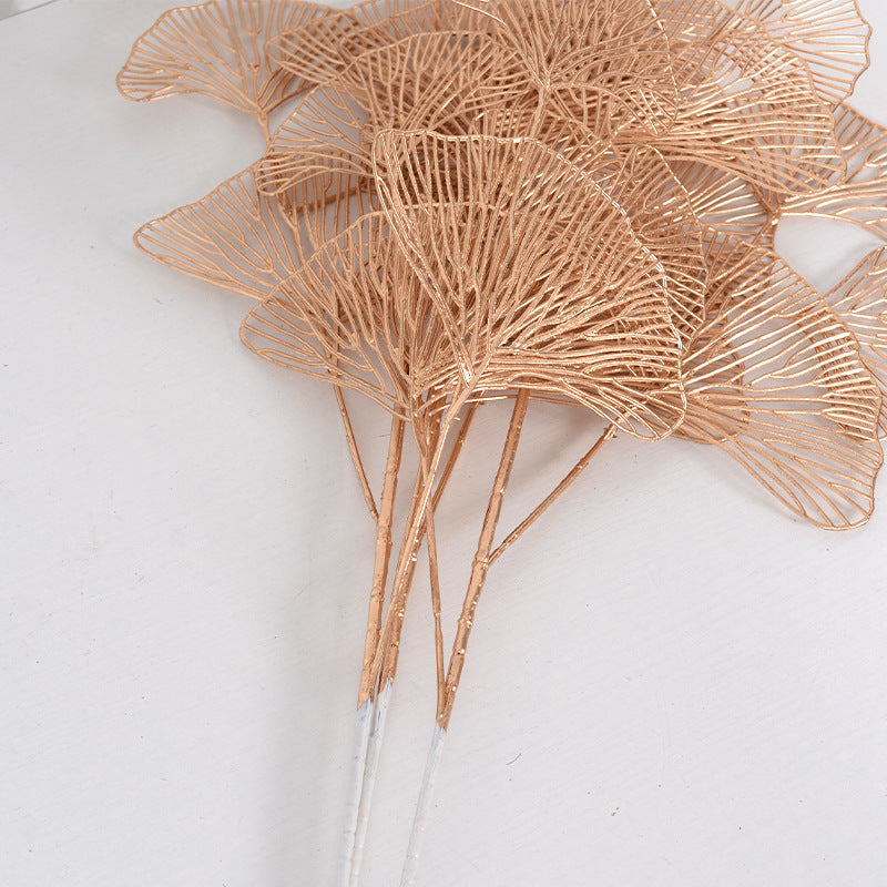 Simulation fan blade 3 forks golden ginkgo leaf simulation flower