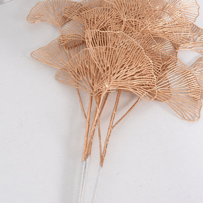 Simulation fan blade 3 forks golden ginkgo leaf simulation flower