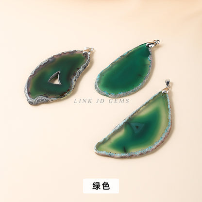 Colorful irregular agate sheet pendant