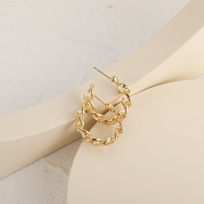 Exaggerated Metal Chain Open Hoop Earrings