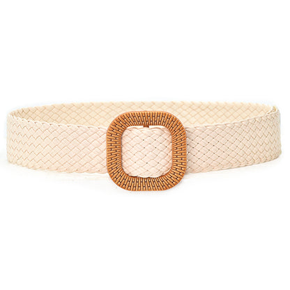 Colorful Round Buckle Belt Versatile Braided