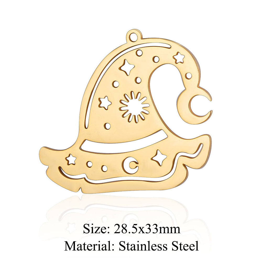 5 pcs/bag witch hat titanium steel eye pendant