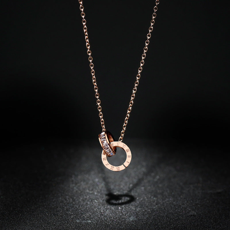 Titanium Steel Double Ring Necklace