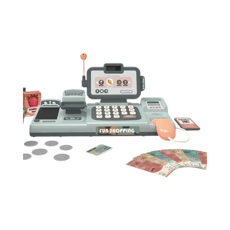 Caja registradora de supermercado para niños, juguete con simulación de pago por teléfono móvil, mostrador de cajero multifuncional, juego de simulación para niñas 
