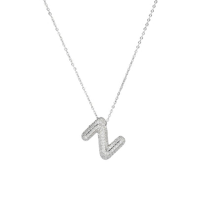A-Z Copper Zircon Letter Necklace Pendant