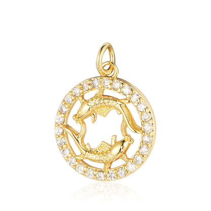 Twelve constellations copper zircon pendant DIY