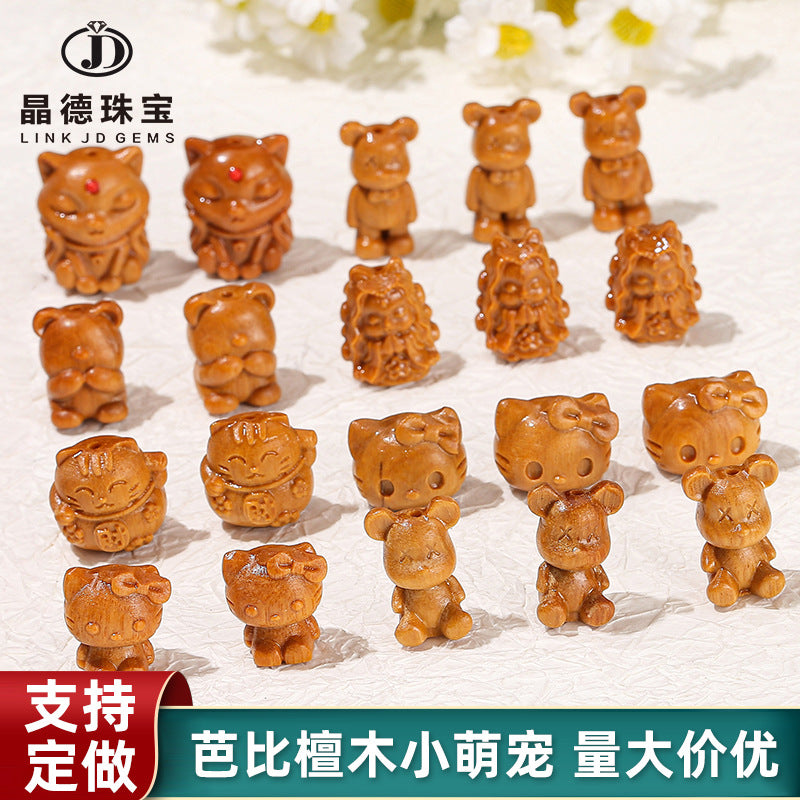 Barbie sandalwood carving lion head cat claw lotus pod accessories
