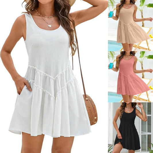 U-neck V-shaped lace dress