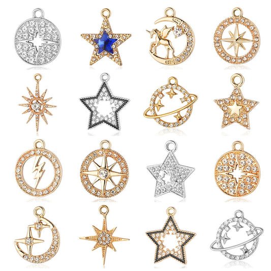 5 pcs/pack star moon sun zinc alloy pendant