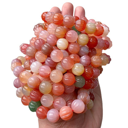 Pink Salt Source Agate Pumpkin Bead Bracelet