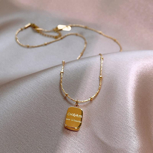 Square Letter Titanium Steel Necklace Female