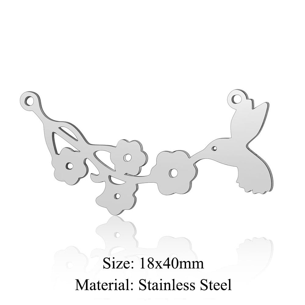 Colgante de acero de titanio con forma de flor y hoja, 5 unidades por bolsa 