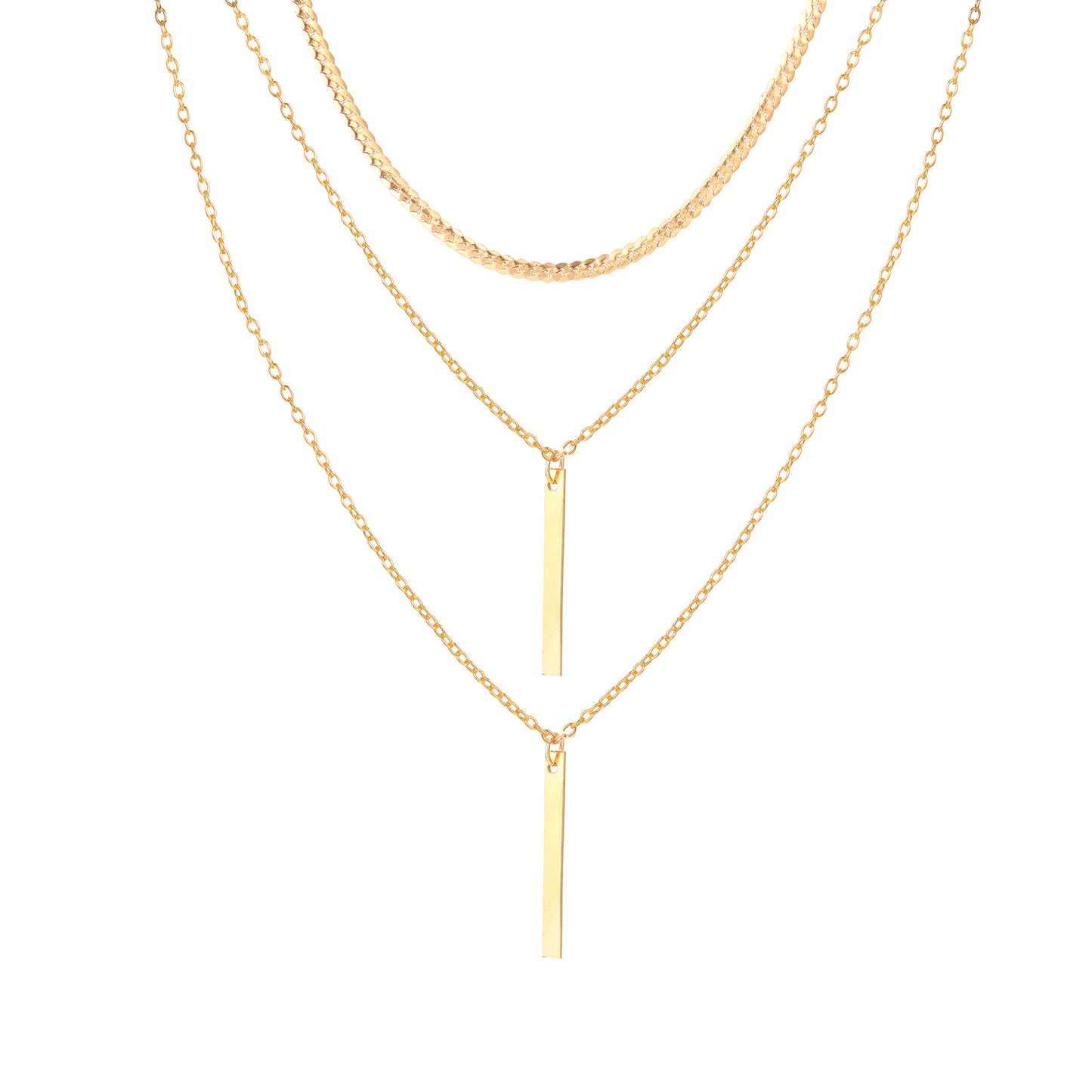 Triple Layer Bar Pendant Necklace