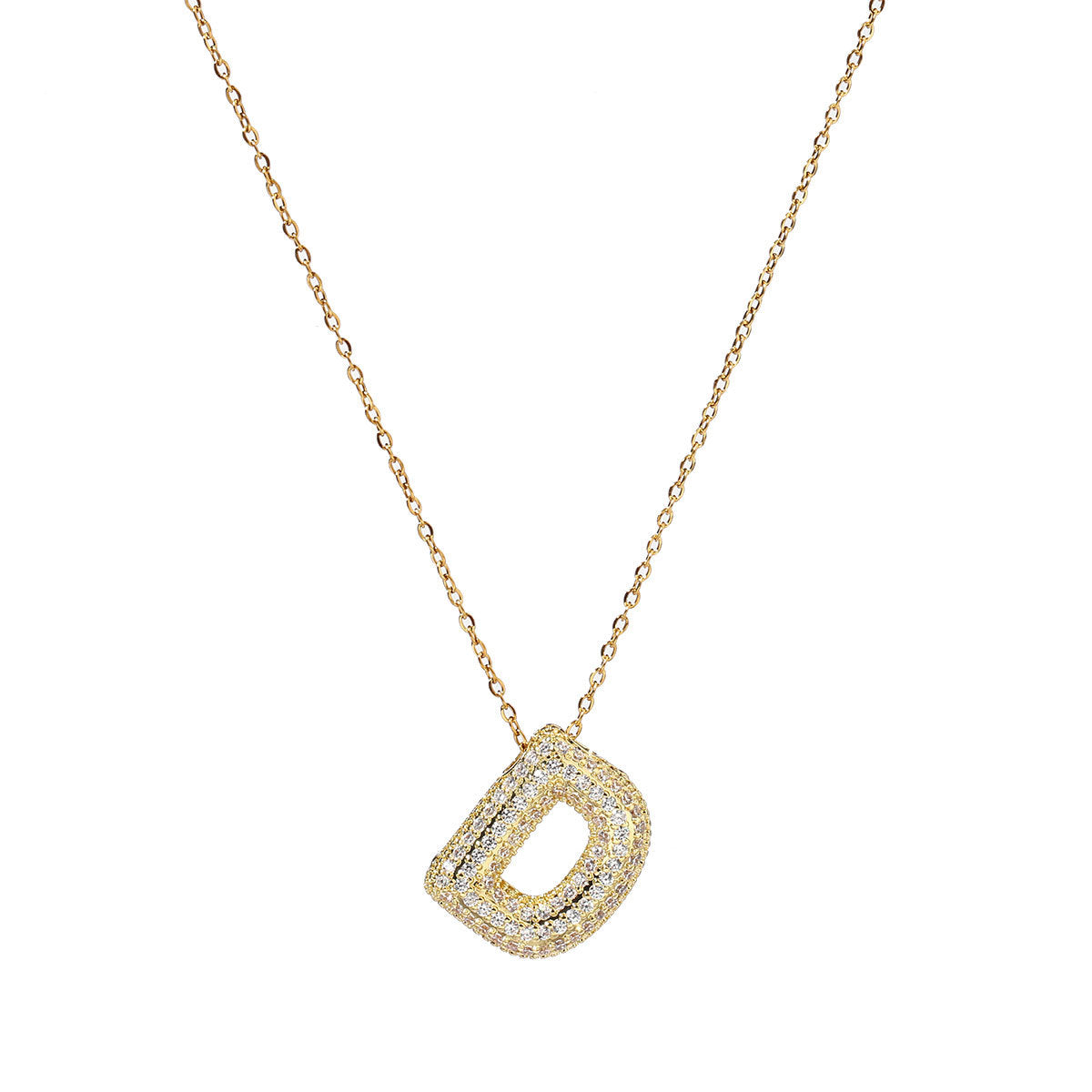 fashion A-Z Copper Zircon Letter Necklace Pendant