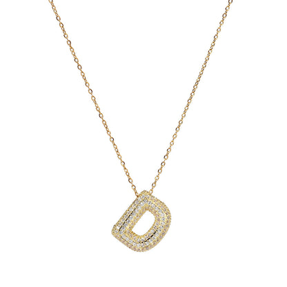 fashion A-Z Copper Zircon Letter Necklace Pendant