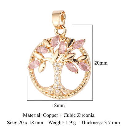 Sunflower Tree of Life Copper Zircon DIY Pendant