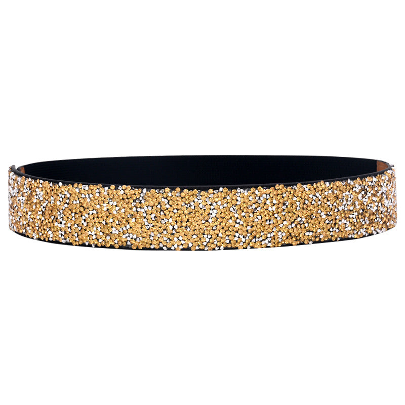 Handmade rhinestone inlaid elastic waist seal