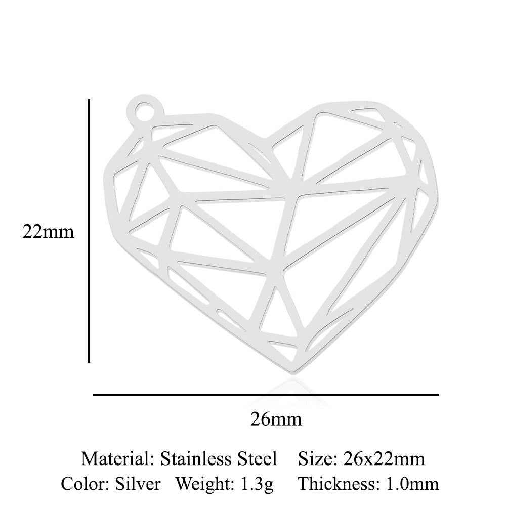 Paquete de 5 unidades, colgante de acero de titanio con diamantes de amor, colgante de huella digital. 