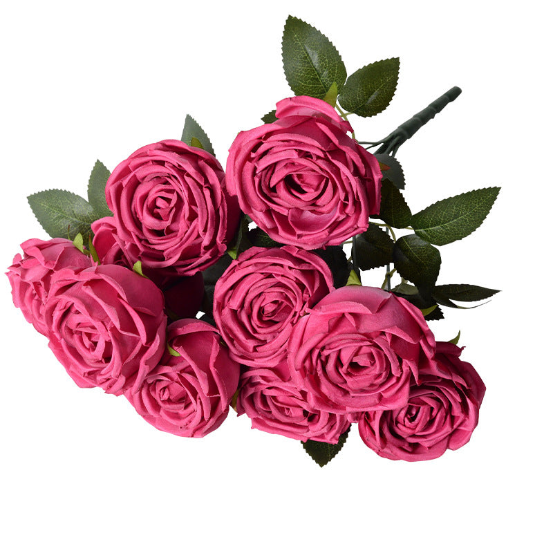 Artificial rose red and orange flowers