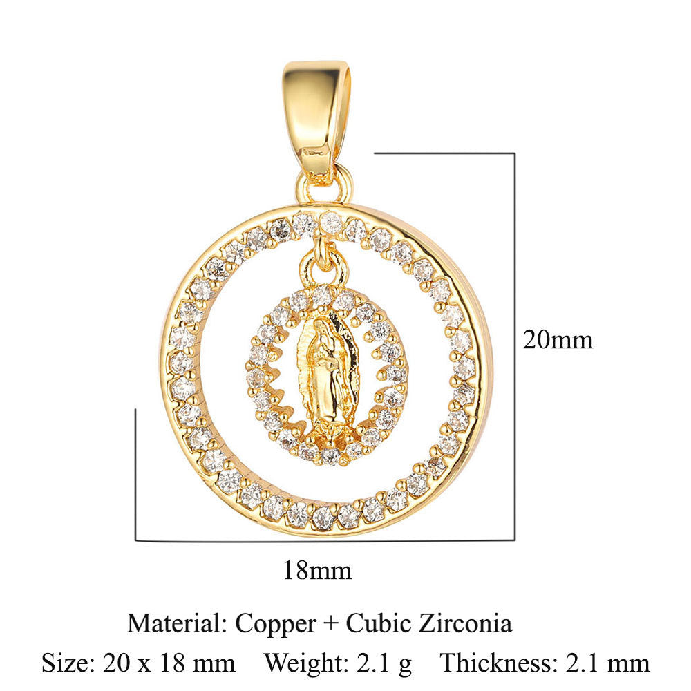 Colgante de cobre y circonita con ángel virgen 