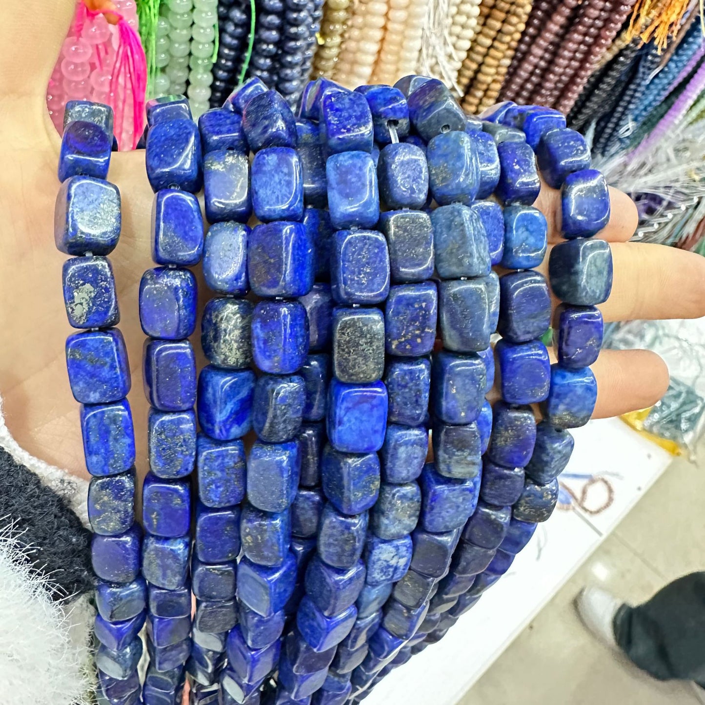 8*12mm natural stone lapis lazuli agate rounded square beads