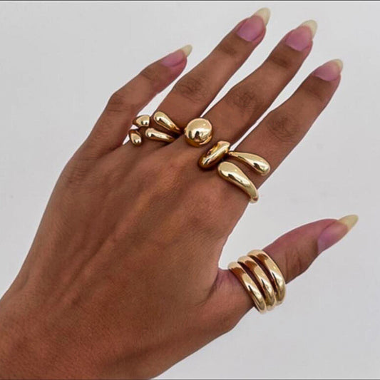 Irregular Smooth Ring Set (4-Piece)