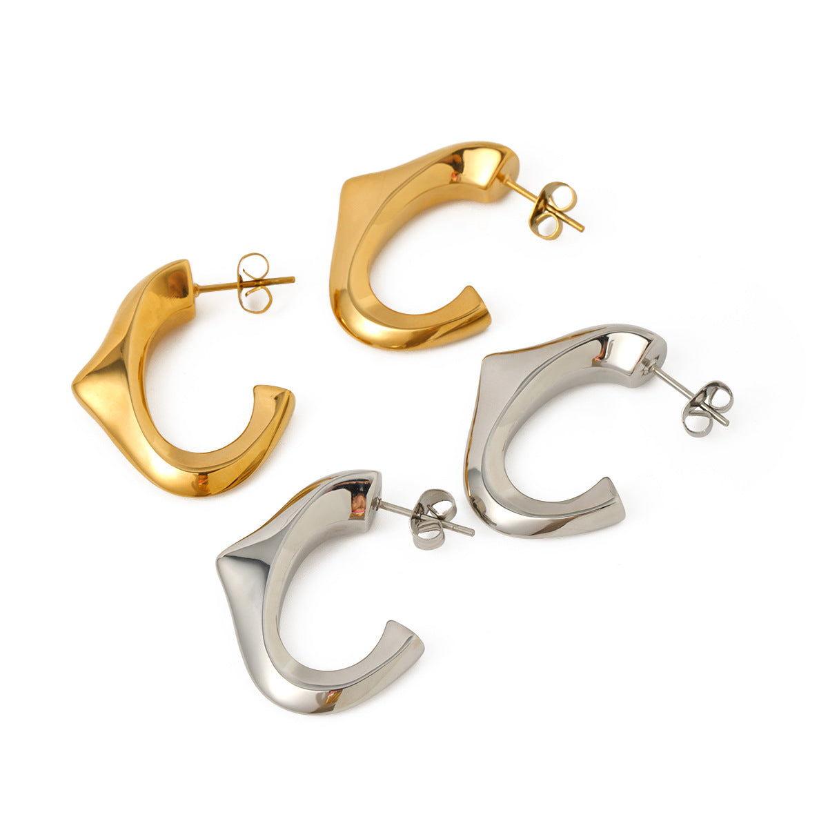 Triangle C-shaped earrings