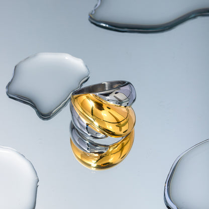 Anillo sencillo de oro y plata 