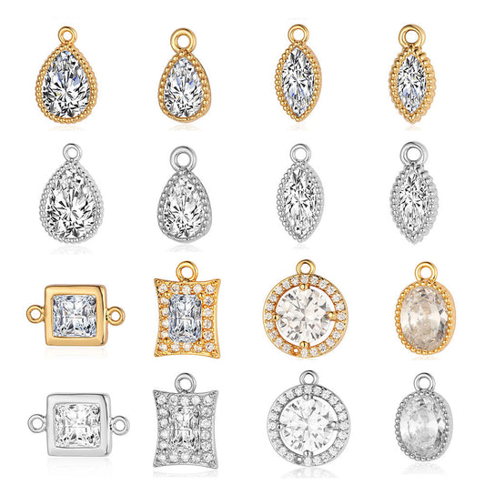 Copper zircon round oval pendant.