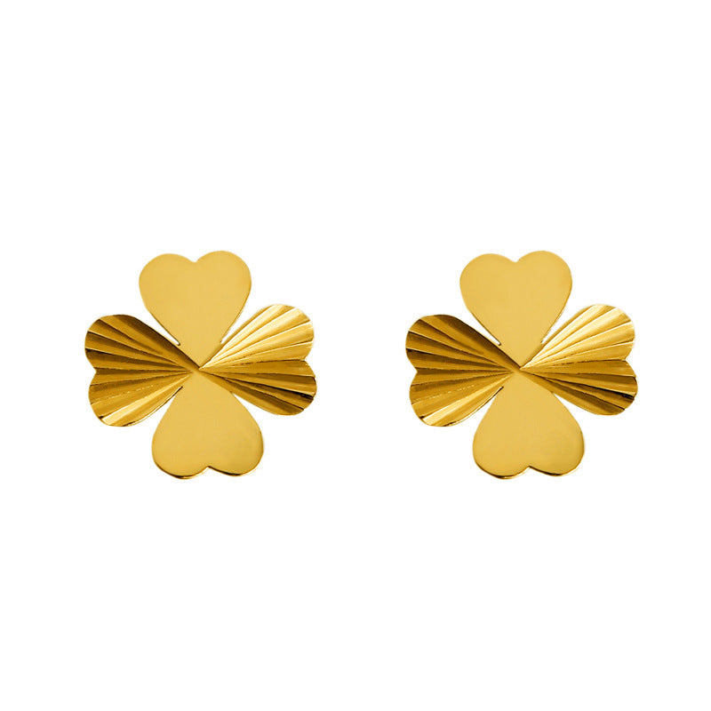 Lucky Clover Titanium Steel Stud Earrings Explosion