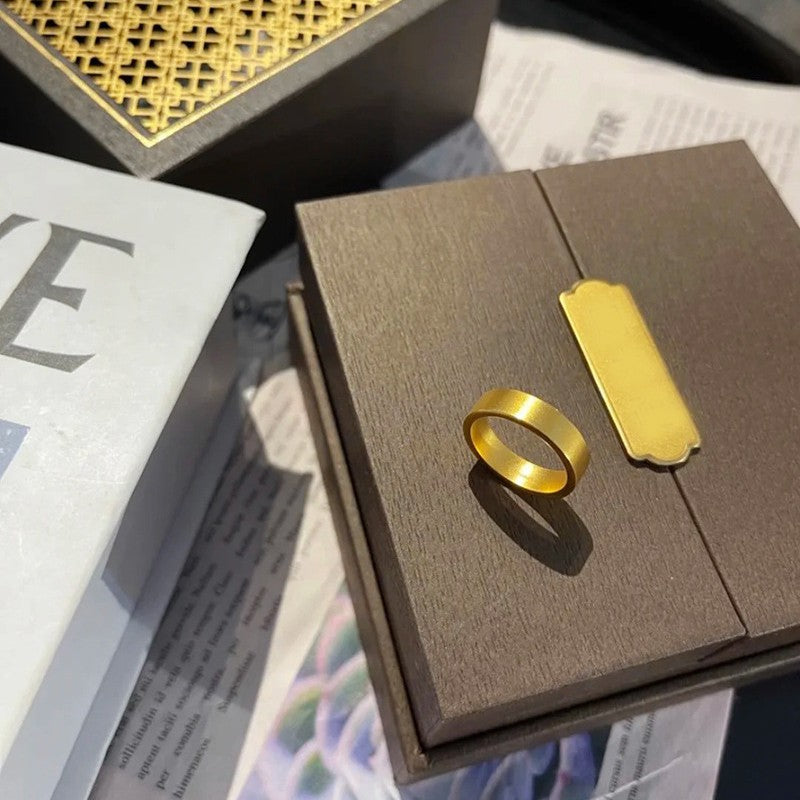 18K Gold-Plated Titanium Steel Plain Couple Ring