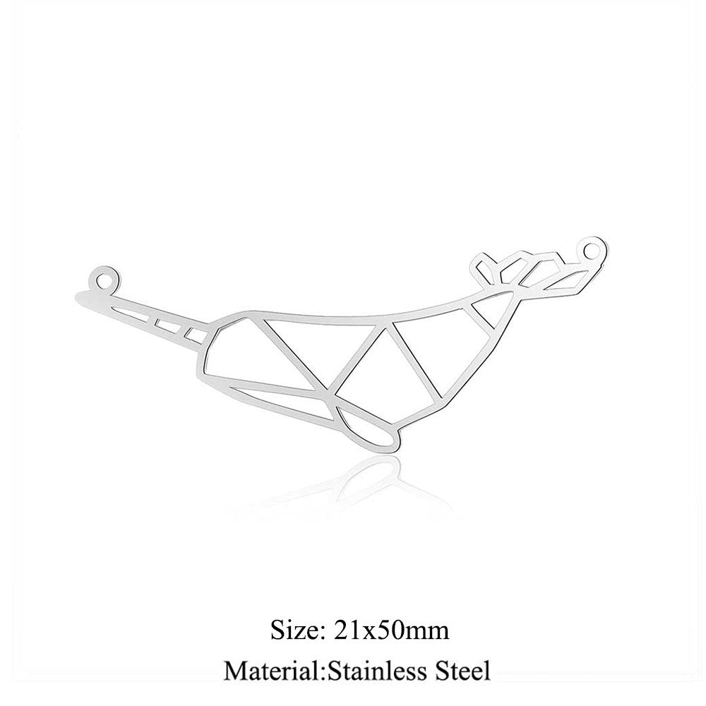 5 pcs/titanium steel paper-cut style animal pendant.