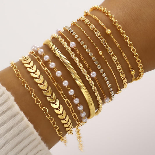12-Piece Alloy Bracelet Set