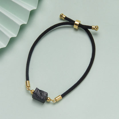 Pulseira ajustável turmalina preta quadrada 