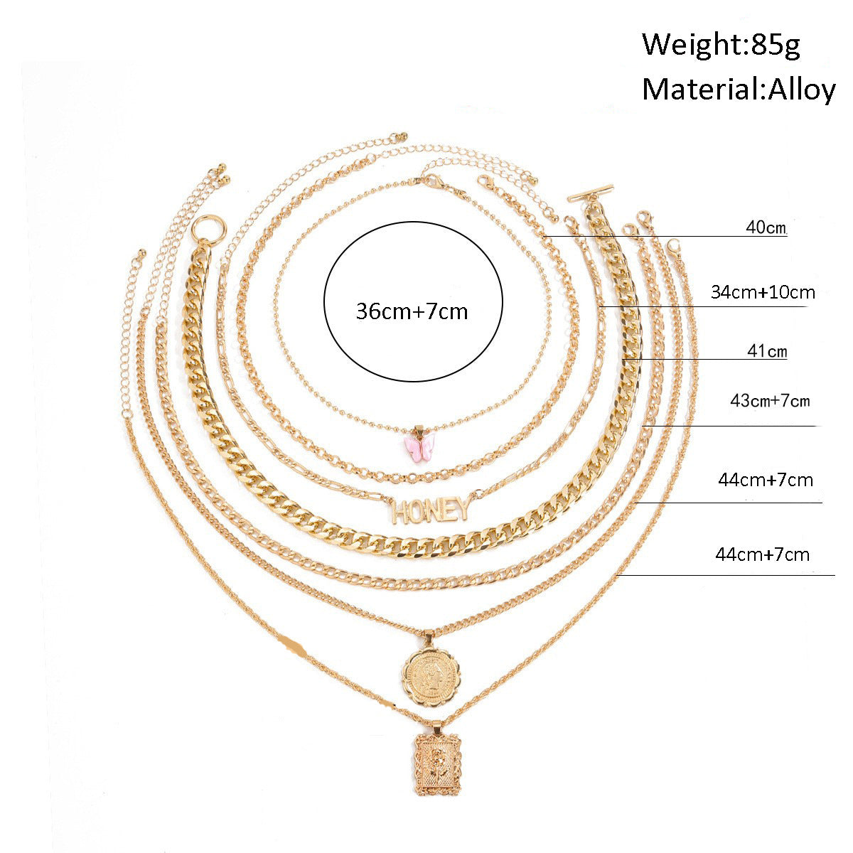 Retro Portrait & Snake Chain Necklace Set