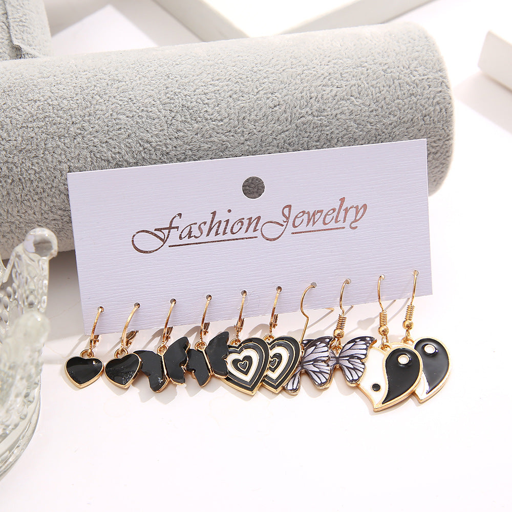 Tai Chi Heart Earrings Black Earrings Wholesale
