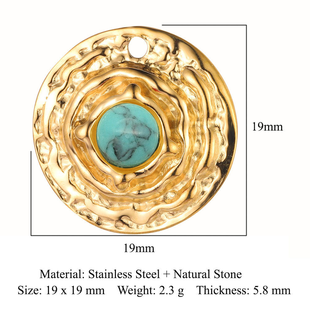 Sun ruby turquoise stainless steel pendant