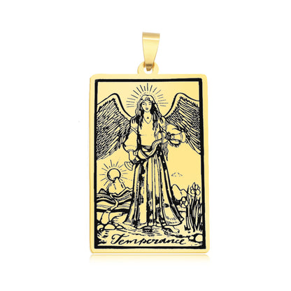 5 pcs/pack, gold tarot titanium steel pendant.