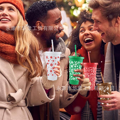 Christmas 710M large capacity pp plastic straw cup