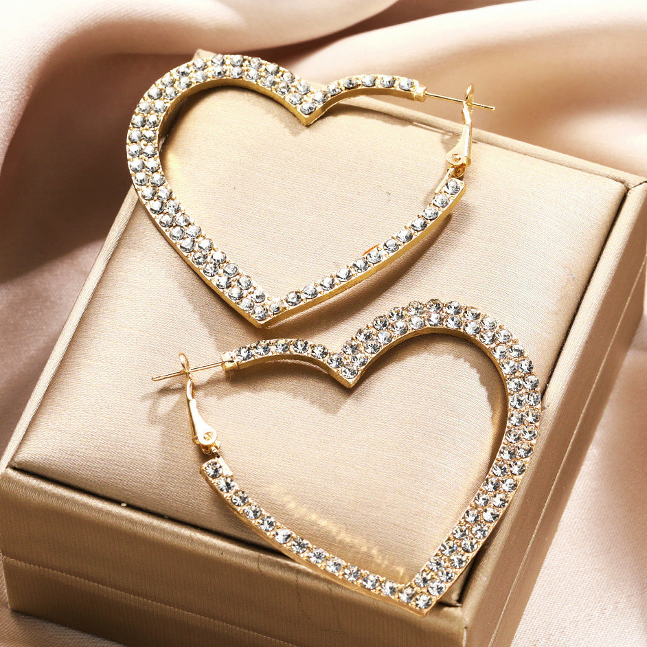 Exaggerated Diamond Heart Earrings