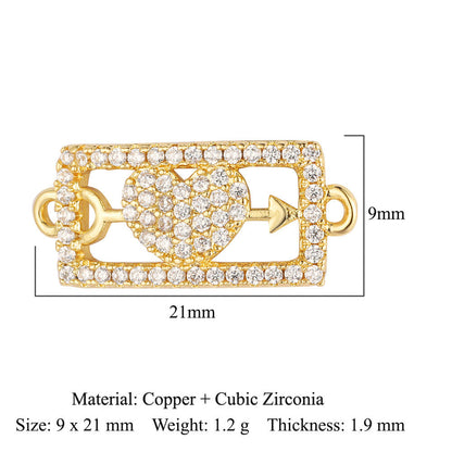 Bead butterfly copper zircon double hole accessories family pendant