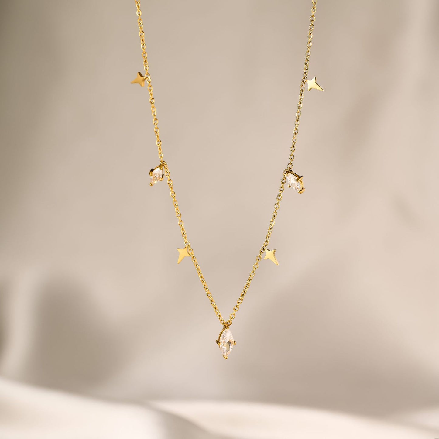 Rhombus Crystal Tassel Necklace