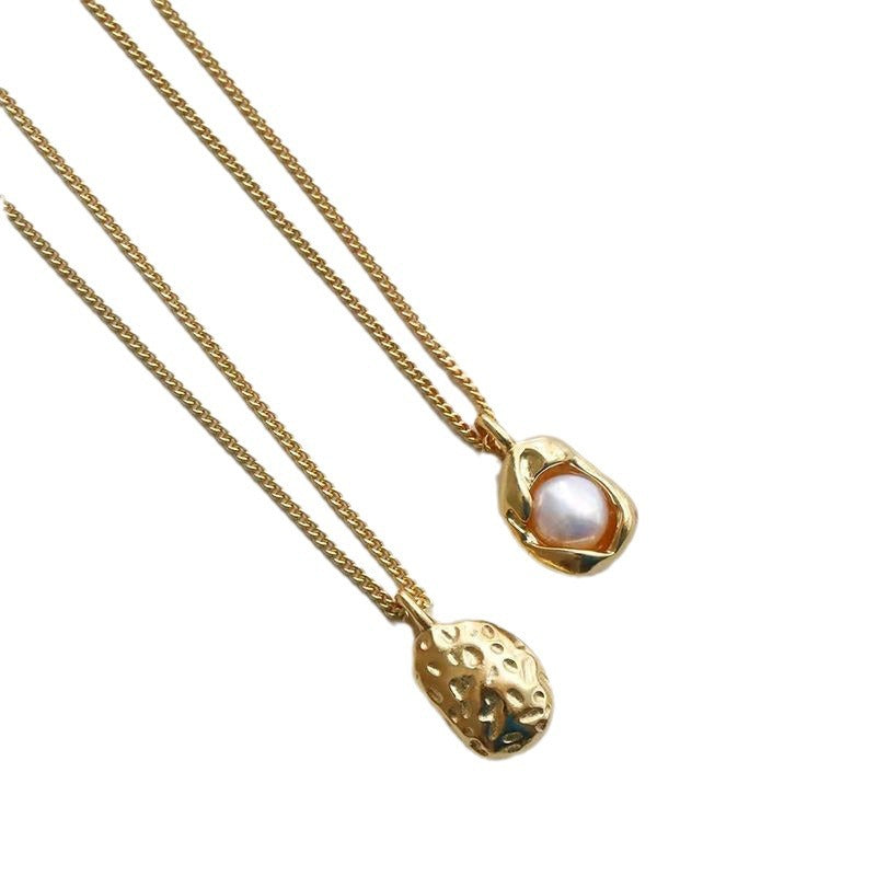 Women's Layered Double-Layer Gold Bead Collarbone Necklace